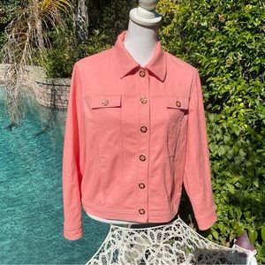 St John Sz S Flamingo 🦩 Pink dress Jacket SJ logo buttons day evening couture